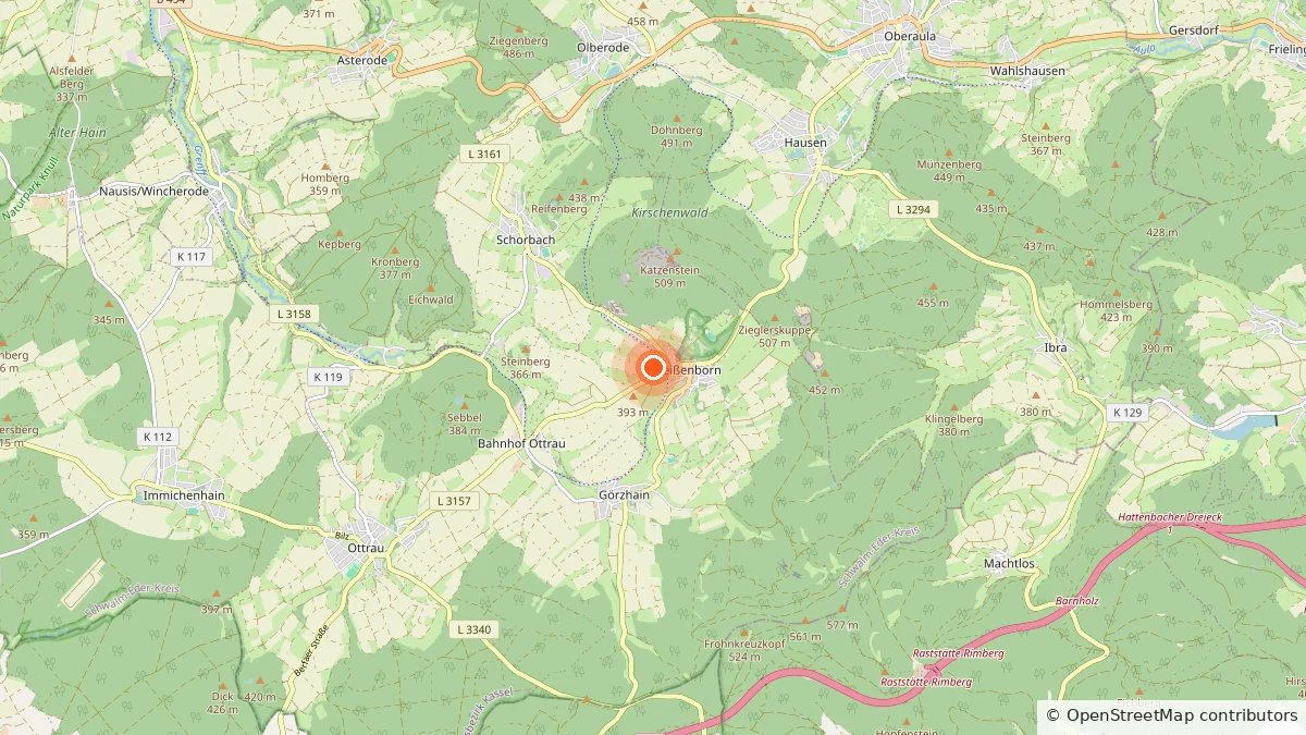 Map extract: location of Antriebstechnik Schmidt in Ottrau-Weißenborn, marked in orange